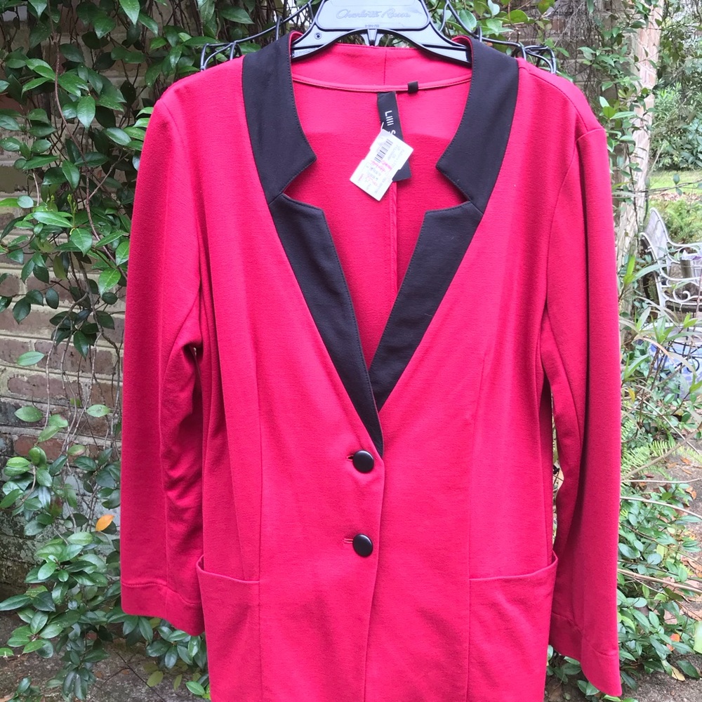 Lilli Sucre (Ballins)- RED KNIT FITTED JACKET